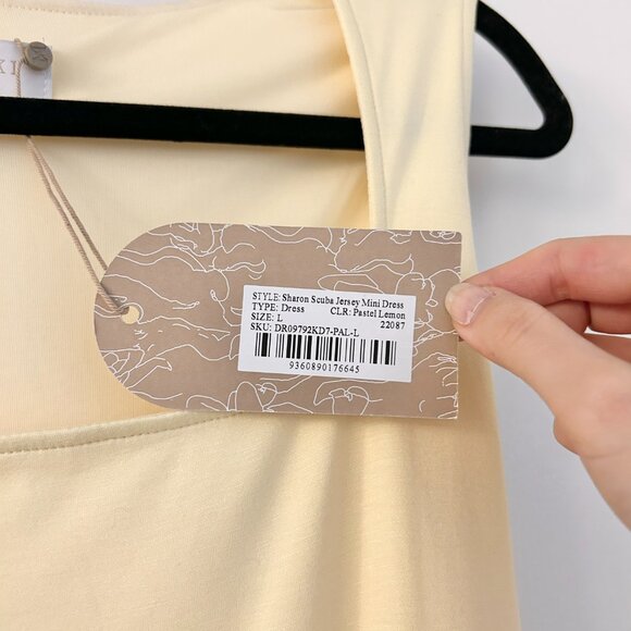 Meshki Sharon Scuba Jersey Mini Dress in Pastel Lemon Size L NWT - Picture 5 of 10